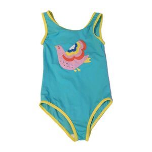 Mini Boden Girl's One-Piece Swimsuit Bird Summer Pool Water Park Blue Sz 7-8